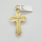14k Yellow Gold Cross Jesus Crucifix Pendant 2 Inch 14kt CZ Charm Mens REAL 14kt
