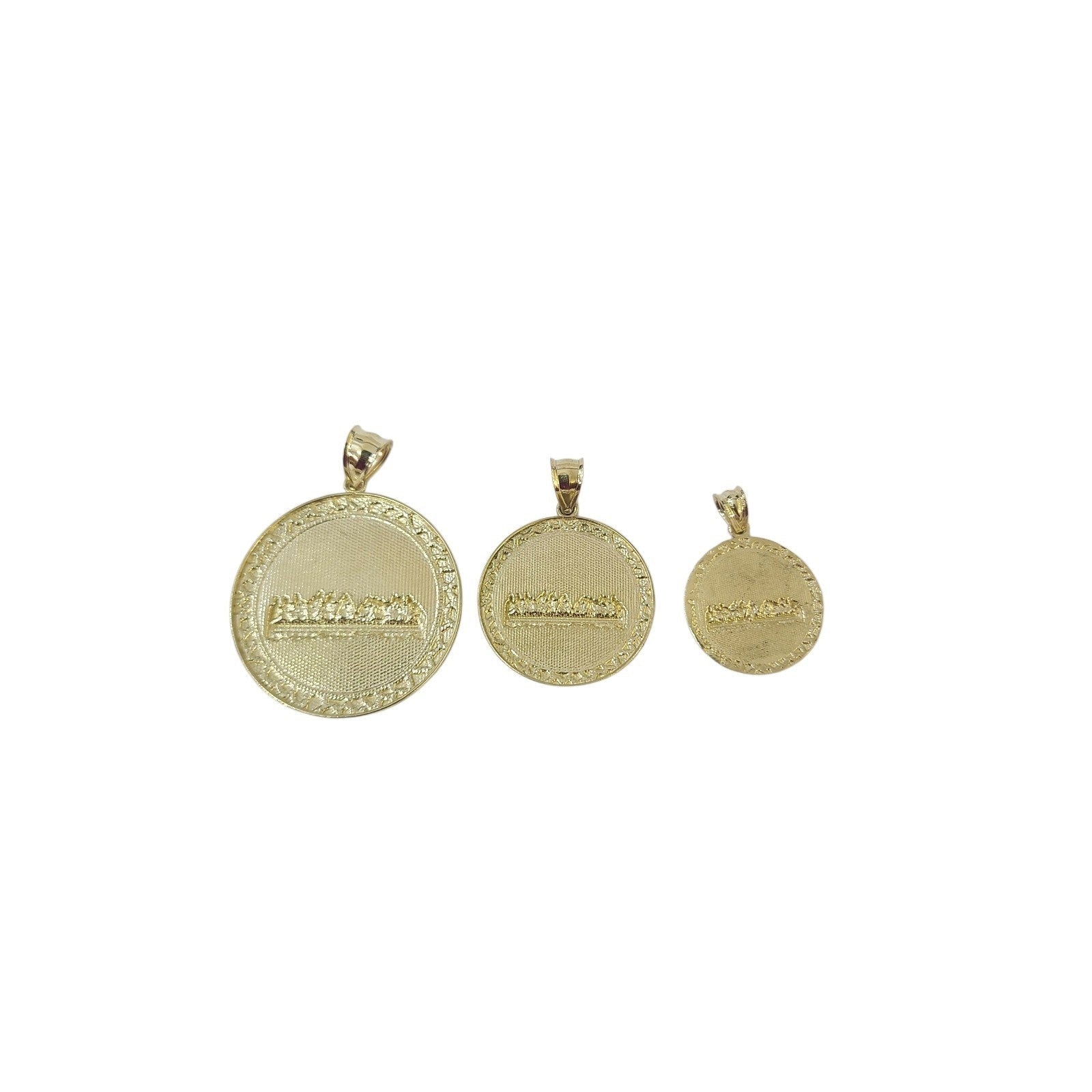 10K Yellow Gold Last Supper Round Pendant Charm Small Medium Large Sizes