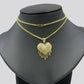 Real 10k Yellow Gold Charm Pendant Dripping heart with Franco Chain 22" 2mm