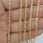 10K Solid Yellow Gold Rope Chain Diamond Cut 2mm 18 20 22 24 Inch