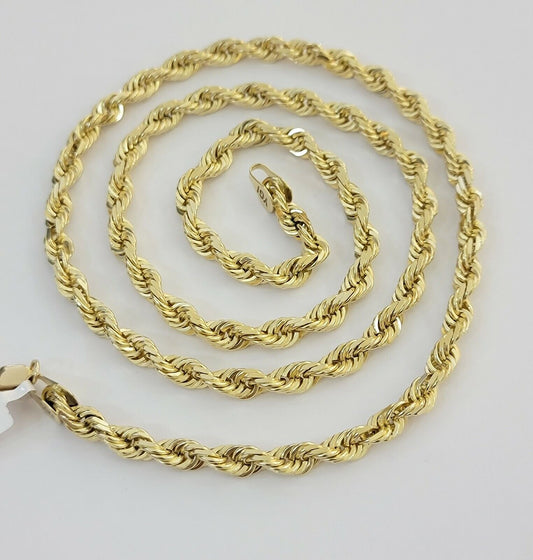 REAL 14k gold Rope Necklace 6mm chain 14 kt Yellow Gold 22" Solid Real Gold Sale