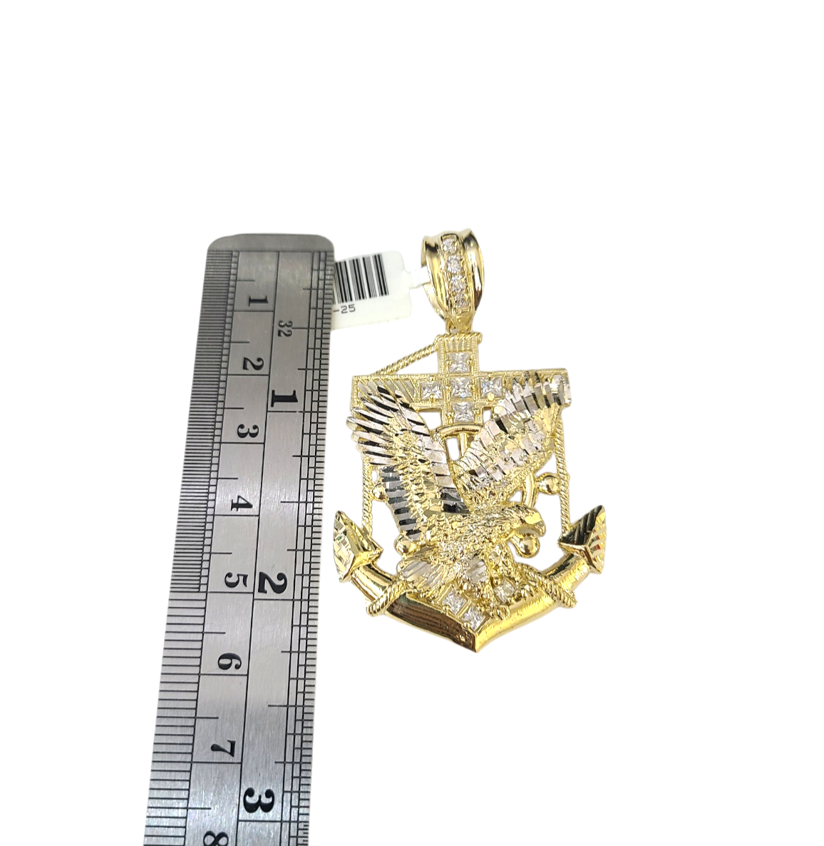 10k Yellow Gold Cuban Curb Chain SET Eagle Anchor Pendant Charm 8mm Necklace Men