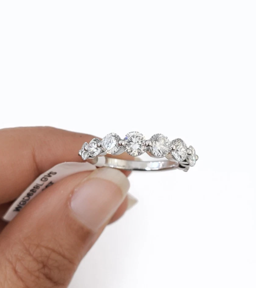 14k White Gold Round LAB Created Ring Diamonds Wedding Ladies Band Women