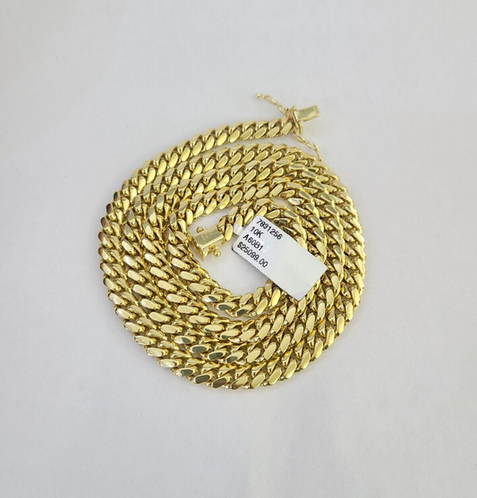 Real 10k Chain Solid 6mm Solid Miami Cuban Link Necklace 24 Inch Yellow Gold
