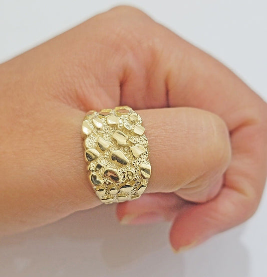 Real 14k Yellow Gold Solid Nugget Ring For Mens sz 9 Genuine 14kt casual / Pinky