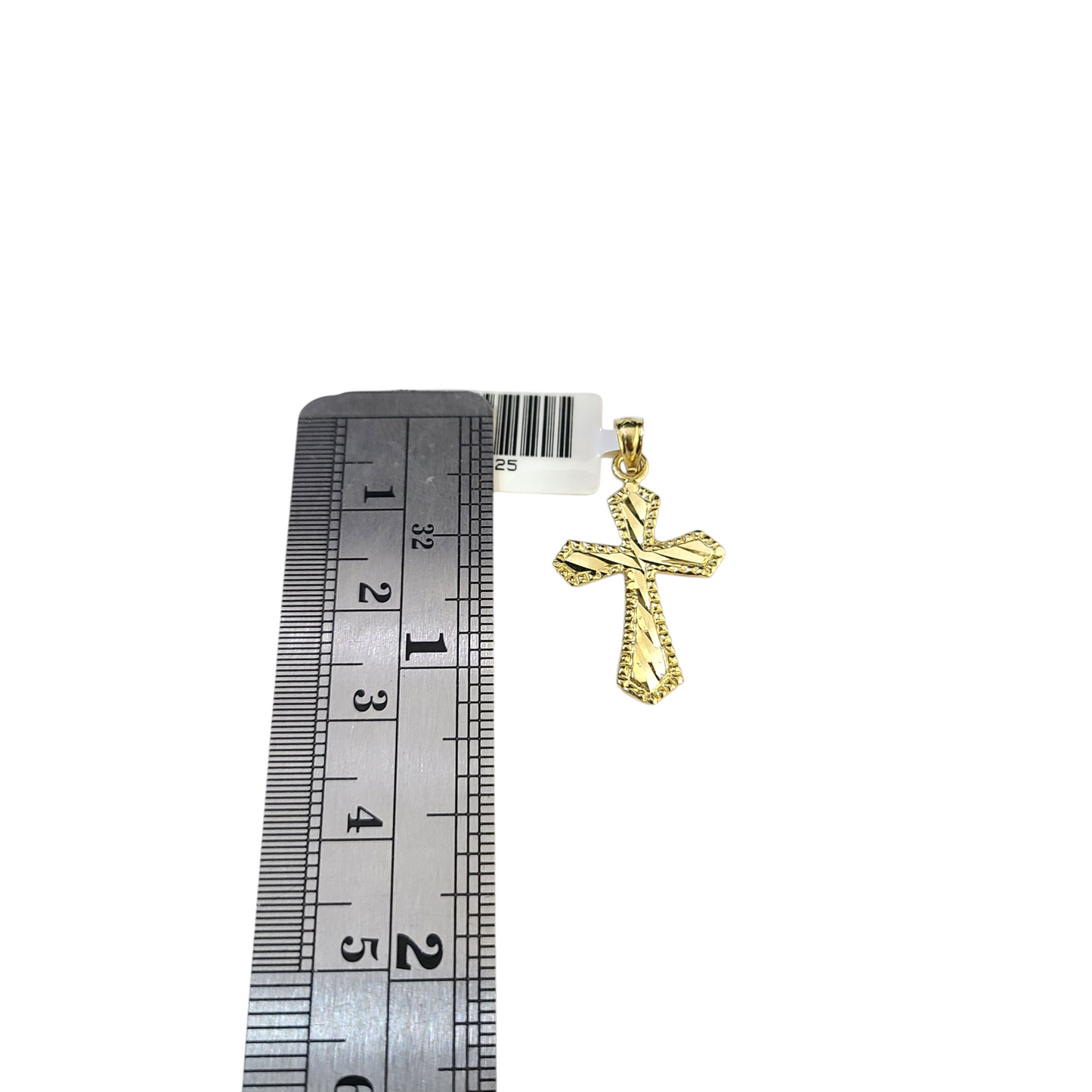 Real 10k Yellow Gold Charm Pendant Small Cross Diamond Cuts 10KT