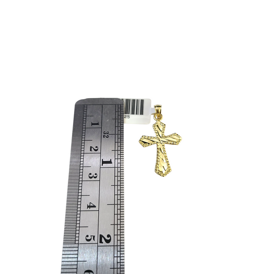 Real 10k Yellow Gold Charm Pendant Small Cross Diamond Cuts 10KT