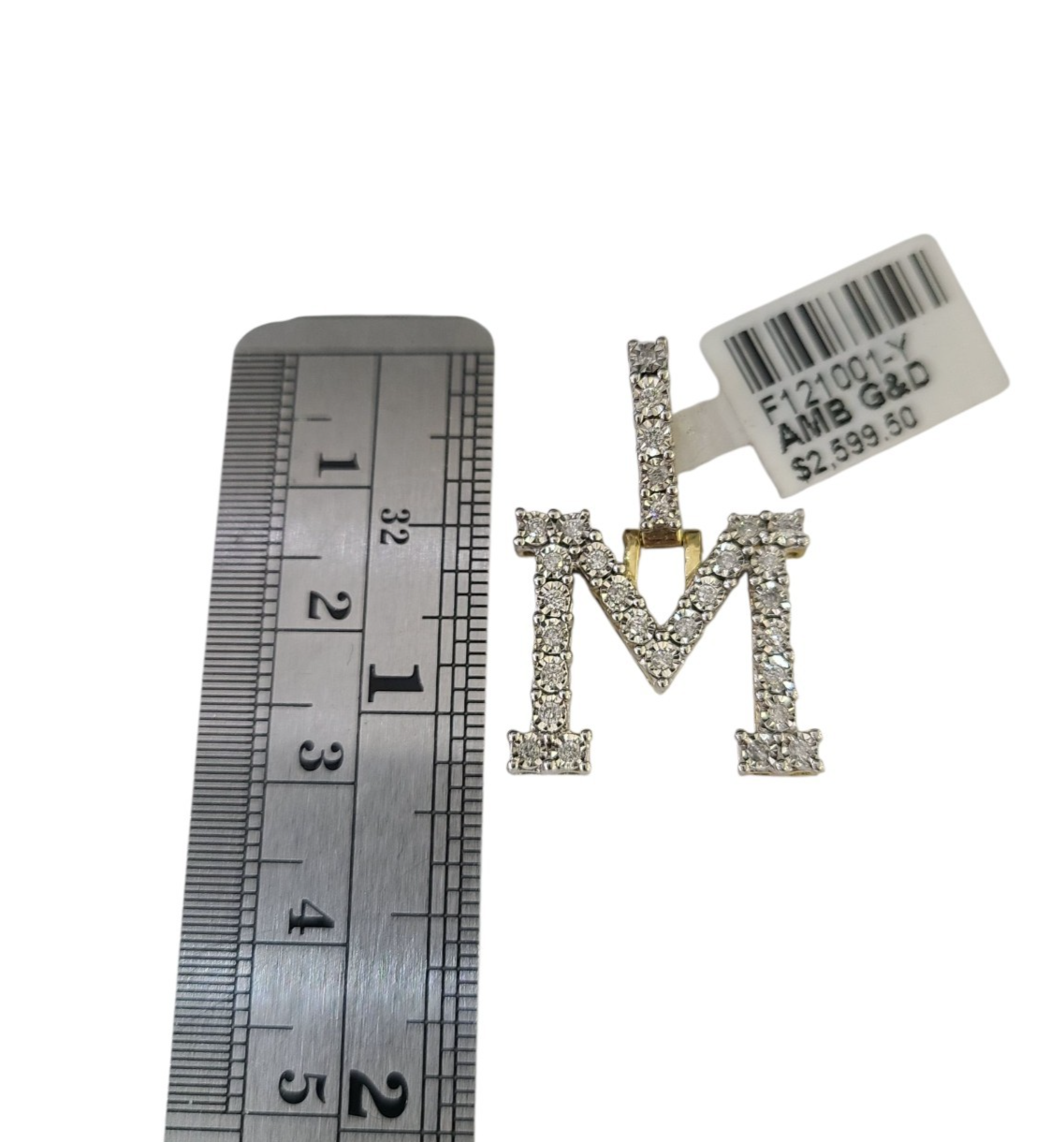 10k Gold Chain Necklace Cuban Curb M Diamond Initial Pendant Set 3mm 20"-30"