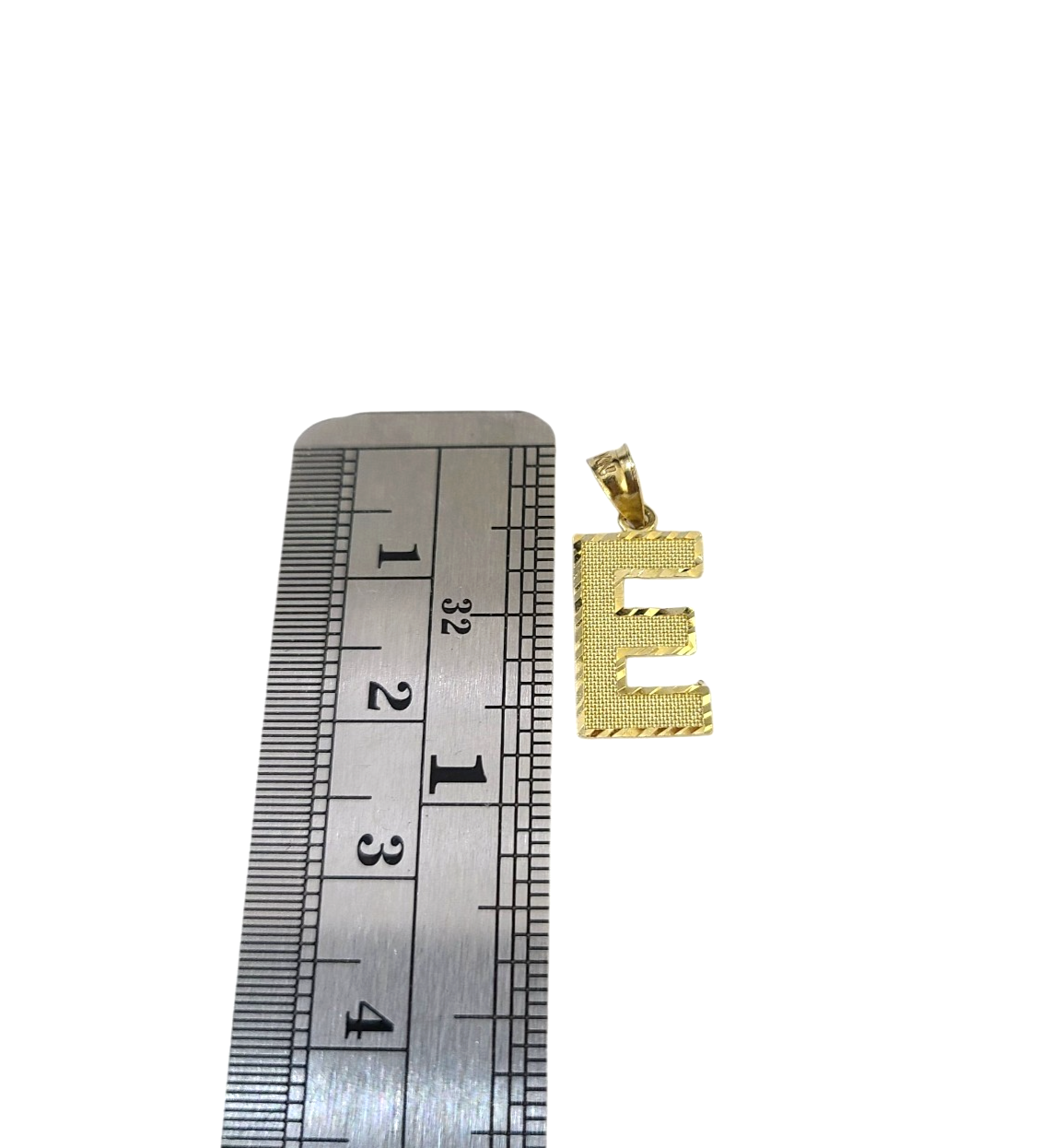 10K Yellow Gold E Initial Charm Pendant Alphabet Real 10kt Men Women