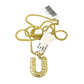 10k Gold Franco Chain 2.5mm U Nugget Initial Charm 16"-26" Pendant Necklace SET