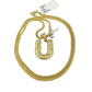 10k Gold Franco Chain 2.5mm U Nugget Initial Charm 16"-26" Pendant Necklace SET