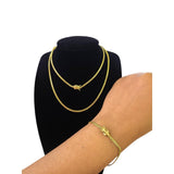 10k Solid Gold Miami Cuban Chain Bracelet Set 2mm Men Women Necklace