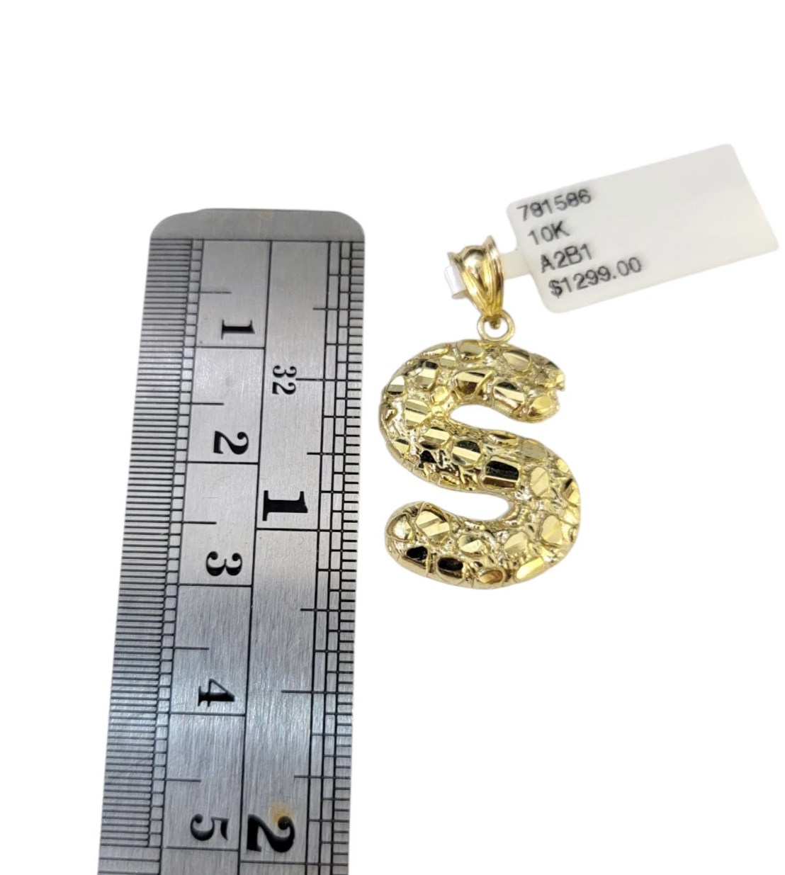 Real 10k Rope Chain S Initial Charm 3mm 18"-28" Necklace Nugget Set Pendant Gold
