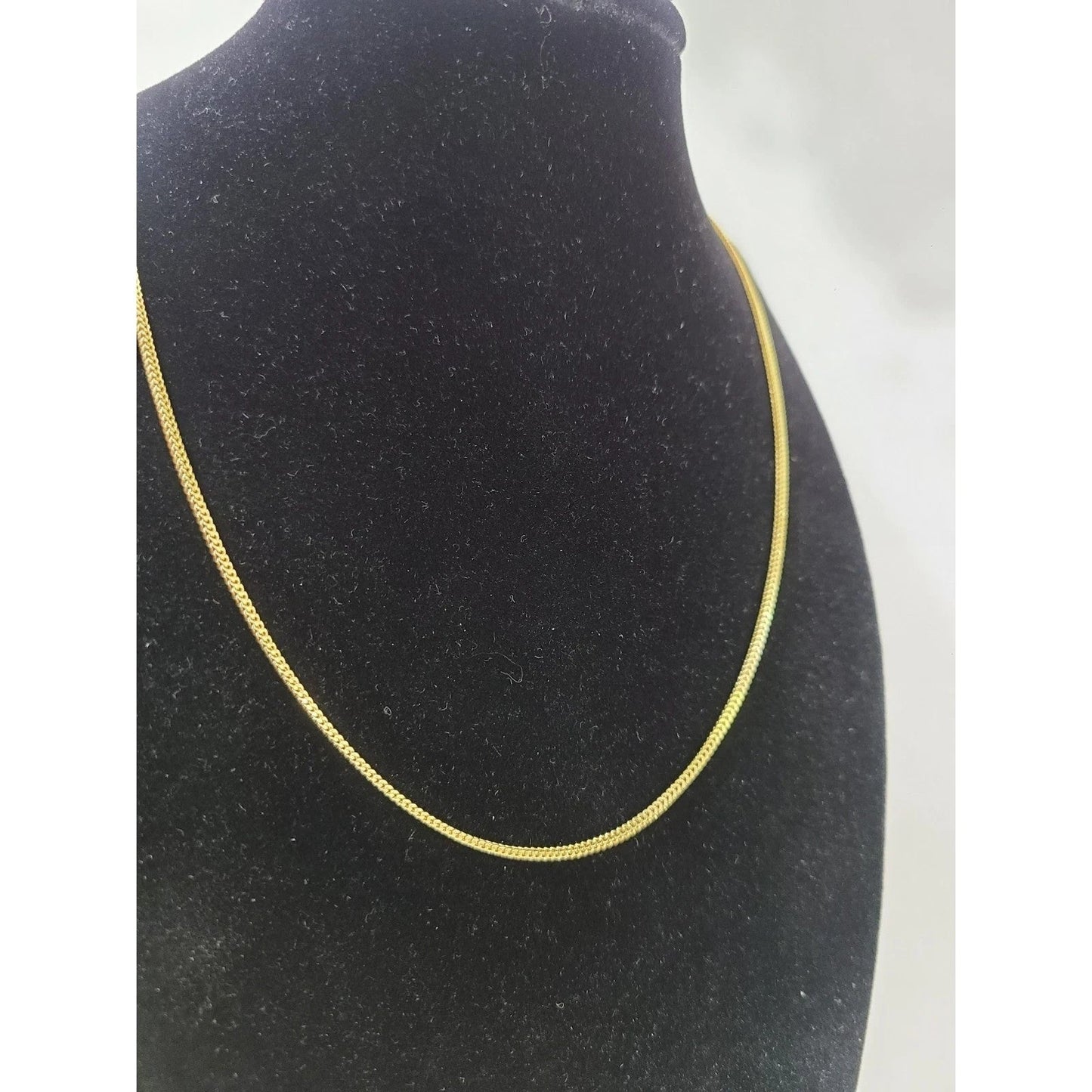 Real 18K Yellow Gold Franco Link Chain Choker Necklace 1mm 20 Inch Women