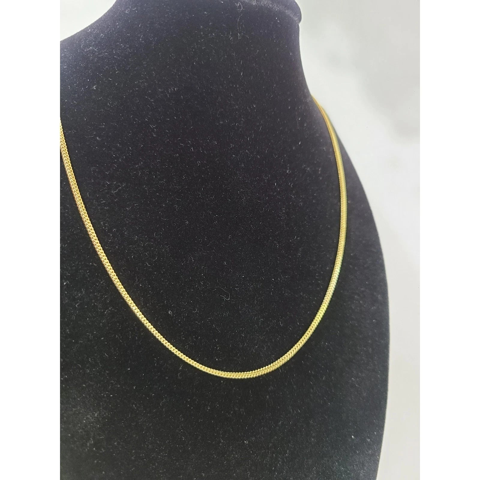 Real 18K Yellow Gold Franco Link Chain Choker Necklace 1mm 20 Inch Women
