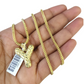 10k Gold Franco Chain Necklace SET 2.5mm 16"-26" Y Nugget Initial Charm Pendant