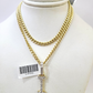 10K Gold Miami Cuban Chain I Diamond Initial 20"-28" 3mm Pendant Necklace SET