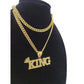 10K Yellow Gold Miami Cuban Link Chain Set KING Charm Pendant 4.5mm 18-28"