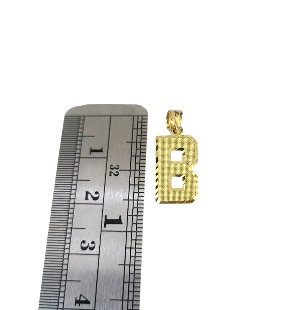 10K Yellow Gold B Initial Charm Pendant Alphabet Real 10kt Men Women