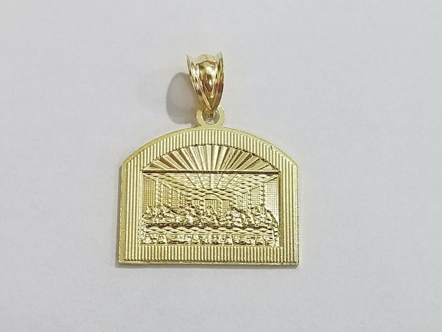 Real 10k Gold Last supper Charm Rope 2.5mm Chain Pendant 18 20 22 24 26 28 Inch