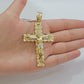 14k Yellow Gold Cross Nugget Pendant Jesus Crucifix 3 Inch 14kt Gold Men's REAL