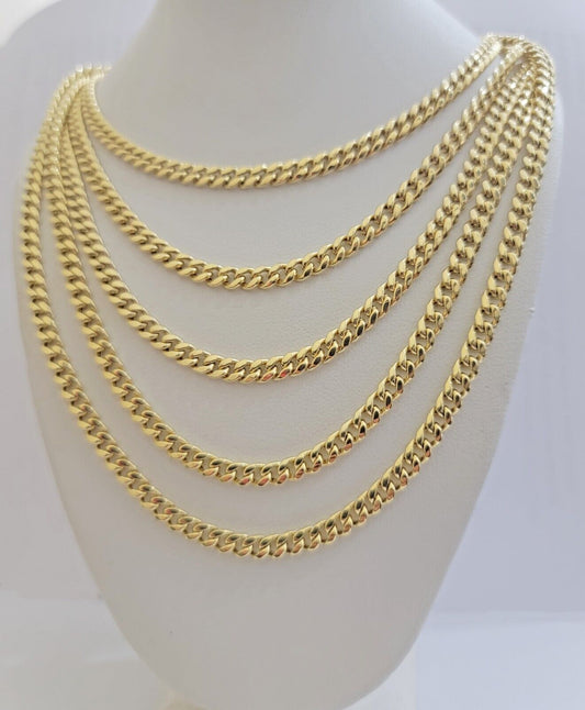 Real 10k Gold chain Necklace Miami Cuban Link 5mm 16"-28" 10kt Yellow Men Women