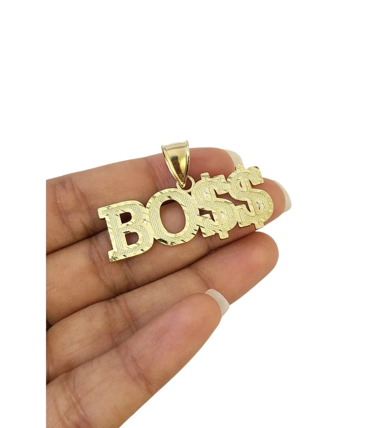 10K Yellow Gold Miami Cuban Link Chain Set Bo$$ Charm Pendant 4.5mm 18-28"