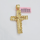 14k Yellow Gold Cross Nugget Pendant Jesus Crucifix 2 Inch 14kt Charm Men's REAL
