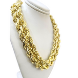 10k Yellow Gold Rope Chain Necklace 10mm 20-30 Inch Diamond Cuts Men's 10kt
