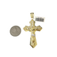 10k Yellow Gold Cuban Curb Chain SET Christ Cross Pendant Charm 8mm Necklace Men