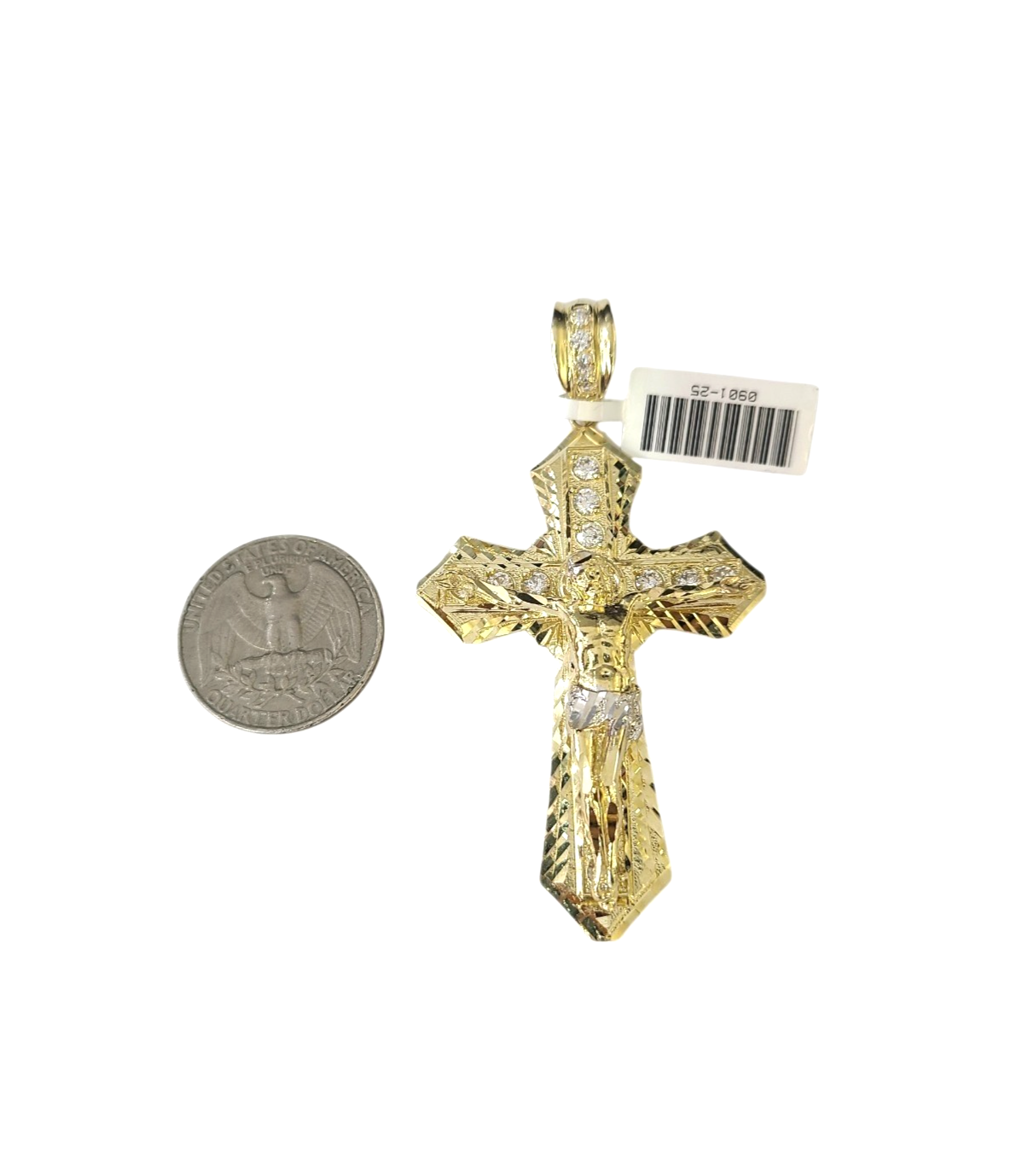 10k Yellow Gold Cuban Curb Chain SET Christ Cross Pendant Charm 8mm Necklace Men