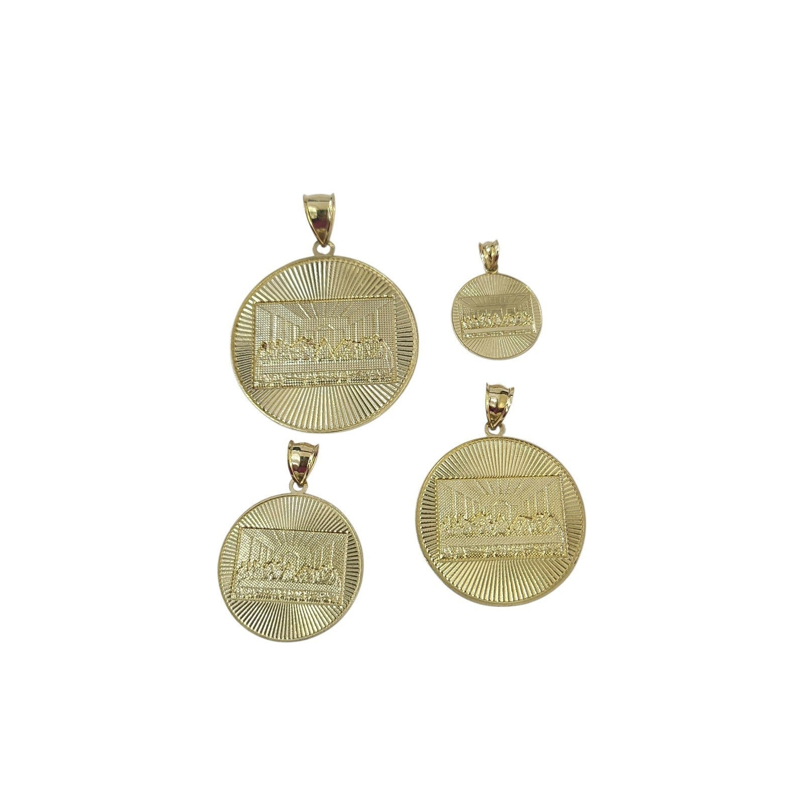 10K Yellow Gold Last Supper Round Pendant Charm Nugget Design Unisex