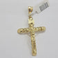 Real 10k Gold byzantine Chain Pendant Set 5mm Necklace With Jesus Cross Charm