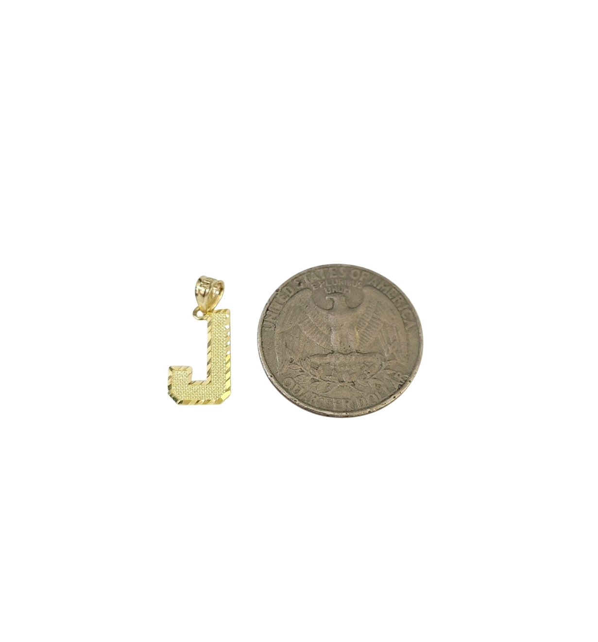 10K Yellow Gold J Initial Charm Pendant Alphabet Real 10kt Men Women