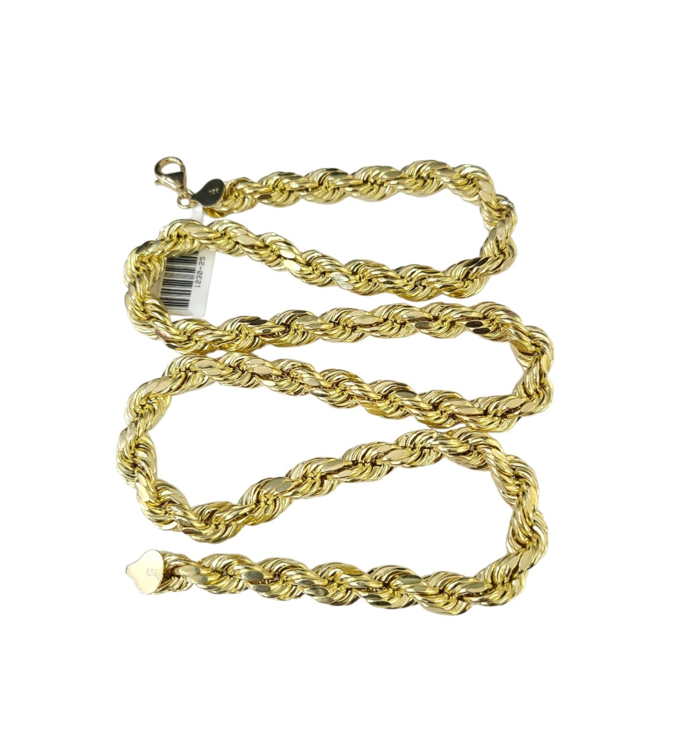 10K Yellow Gold Rope Chain Necklace 8mm 22 Inch REAL 10kt Diamond Cuts Men's