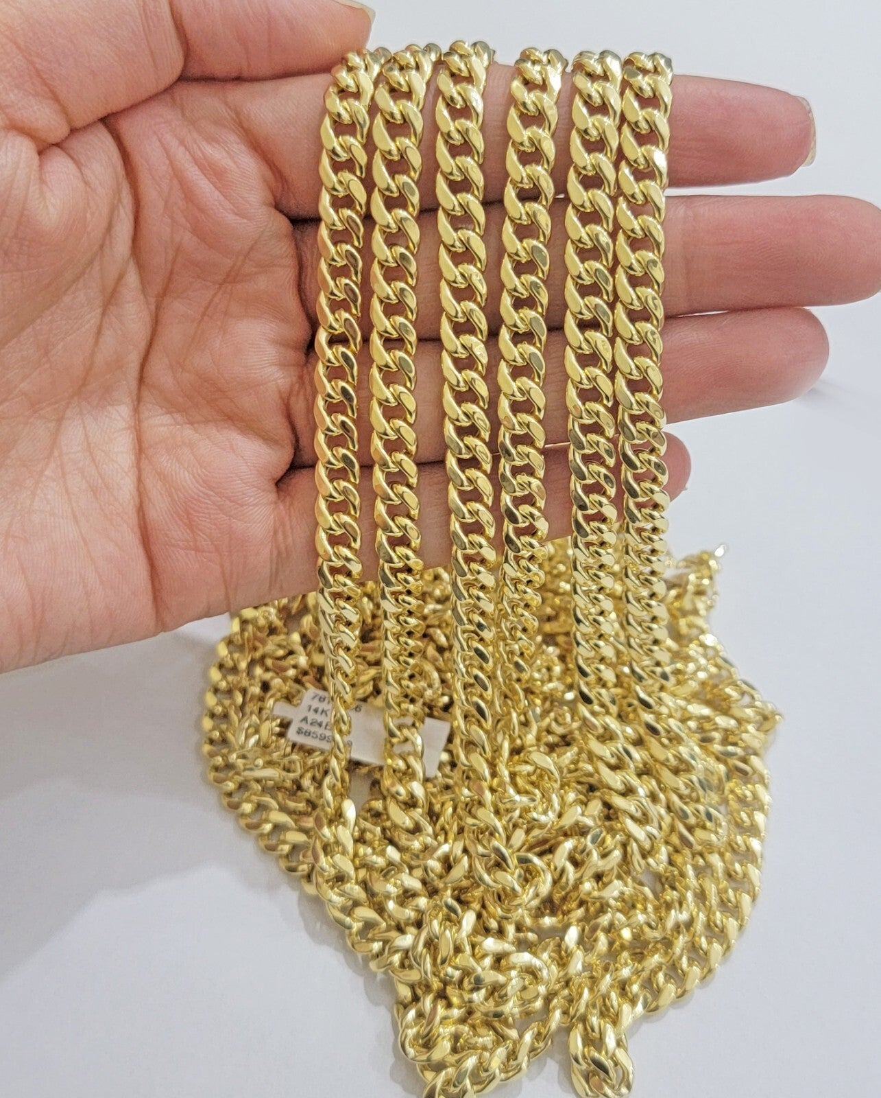 Real 14k Gold Necklace Miami Cuban Link chain 6mm 18" - 28 Inch Strong, 14kt Men
