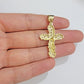 Real 10k Gold Jesus Cross Charm Chain Set Miami Cuban Link Necklace 2.5mm 18-26"