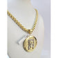 10K Gold Byzantine Chain Jesus Christ 20"-28" 4mm Pendant Charm Necklace SET