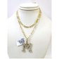10k Gold Figaro Chain M Diamond Initial Pendant 3mm 20-28 inch SET Necklace