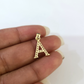 10K Gold Solid Franco Chain A Initial CZ Stone Pendant Set 1mm 16 18 20 22 Women