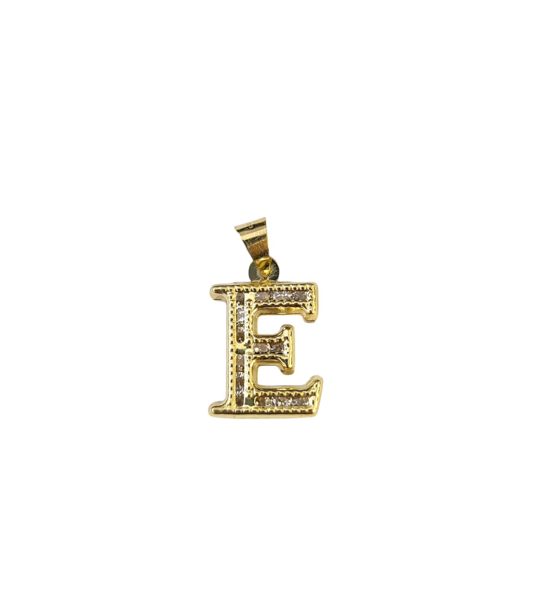 10k Gold Cuban Curb Chain Necklace E Initial Alphabet Pendant Charm 3mm Necklace