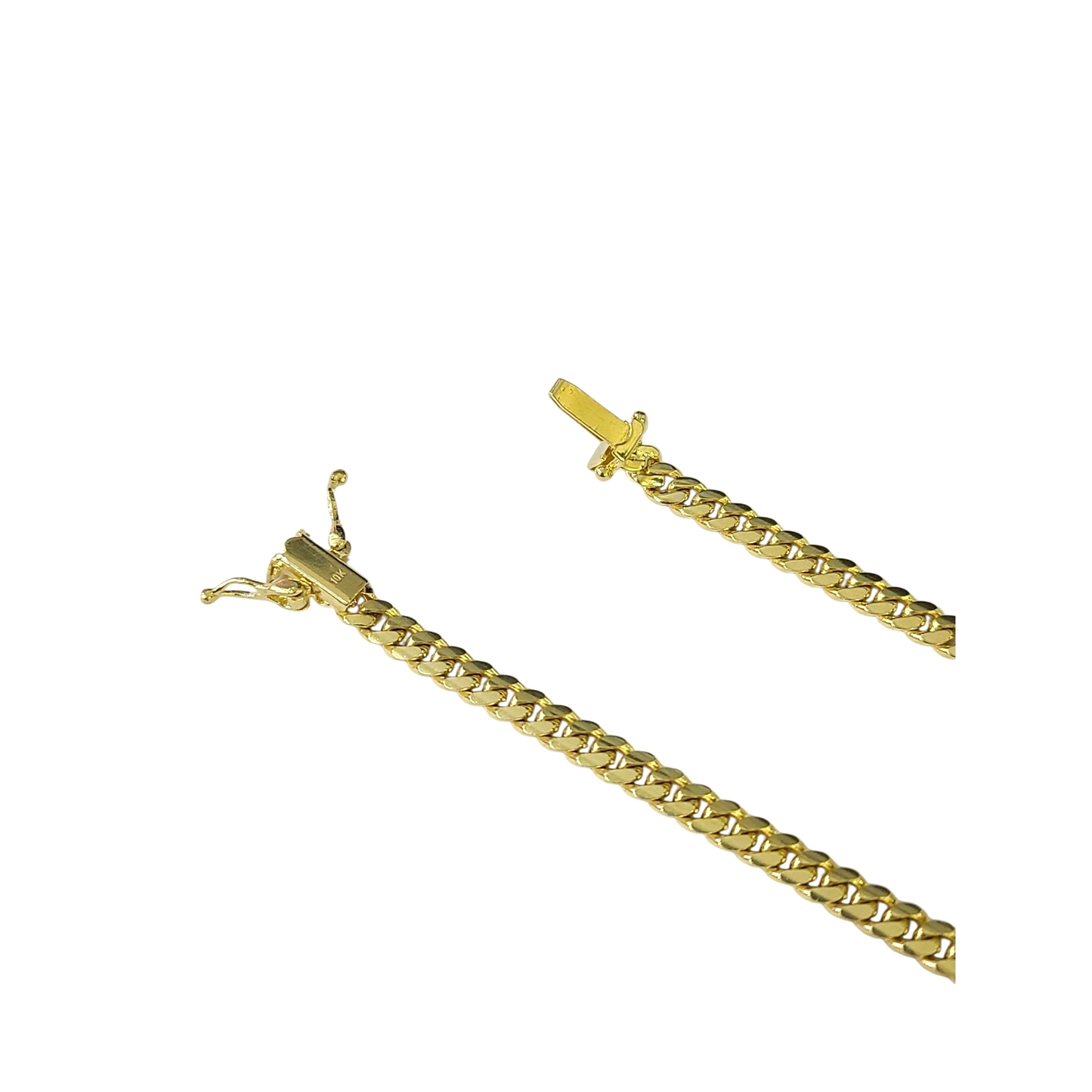 10k Solid Gold Miami Cuban Link Chain 4mm Necklace 18 20 22 24 Inches Men Women