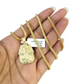 Real 10k Gold Franco Chain Pharaoh Head Charm 2.5mm 18"-26" Pendant Necklace SET