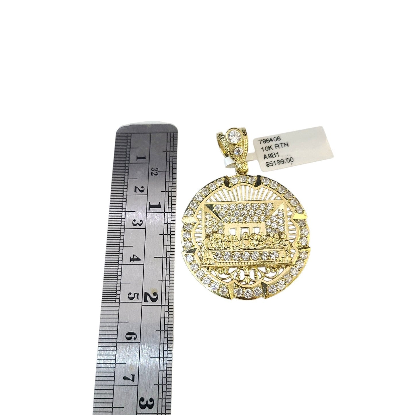 Real 10k Rope Chain Necklace Pendant Last Supper 7mm 20"-30" Set Gold Men