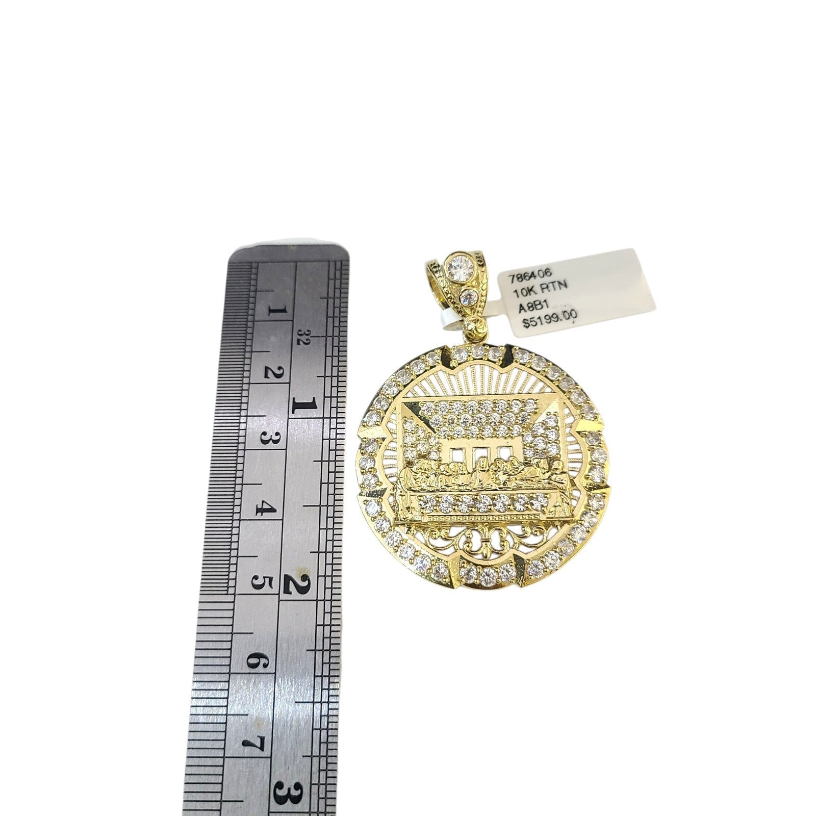 Real 10k Rope Chain Necklace Pendant Last Supper 7mm 20"-30" Set Gold Men