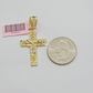 14k Yellow Gold Cross Nugget Pendant Jesus Crucifix 1.5 Inch 14kt Charm Men REAL

