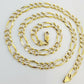 22" Real 14K Yellow Gold Figaro Link Chain 6mm Necklace Diamond Cut Lobster