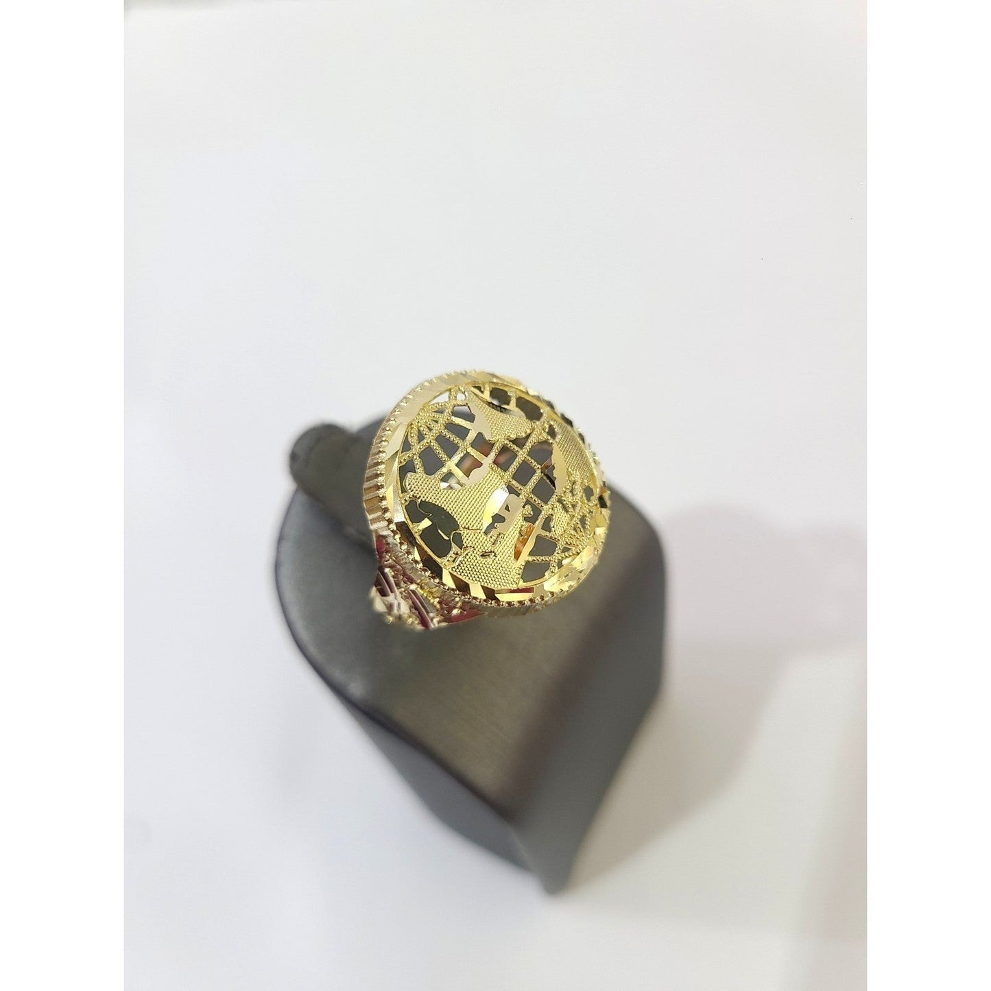 Real 10k Yellow Gold World Map Ring Globe Nugget Pinky Mens Size 8 9 10 11 12