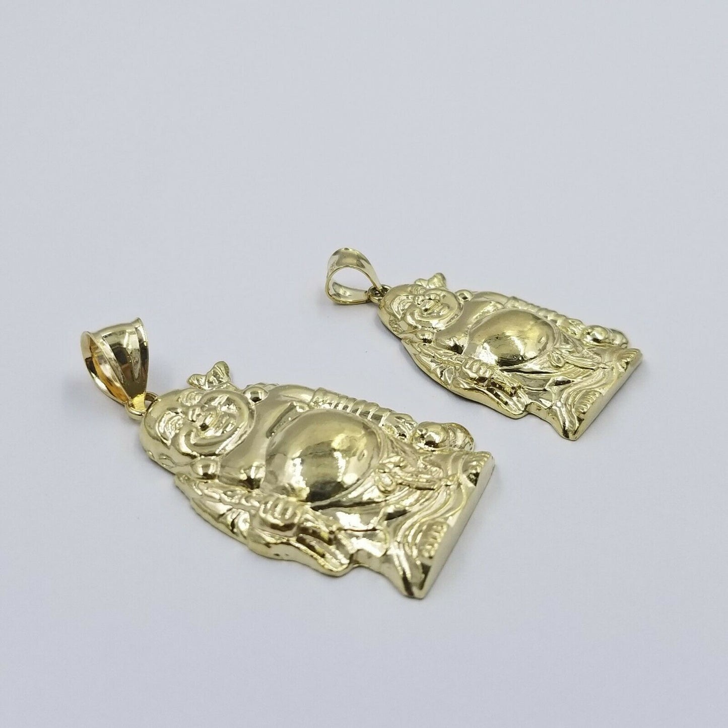 Real 10K Yellow Gold Laughing Buddha Charm Lucky Pendant SOLID Gold