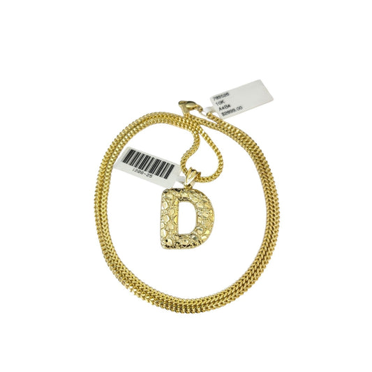 Real 10k Gold Franco Chain D Initial Charm Pendant Necklace SET 2.5mm 16"-26"